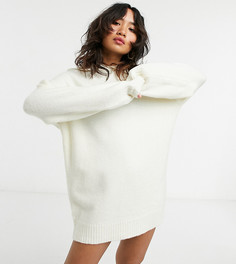 Платье мини кремового цвета с капюшоном ASOS DESIGN Petite-Кремовый