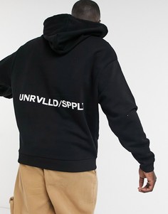 Черный oversized-худи с принтом на спине ASOS Unrvlld Supply-Черный цвет