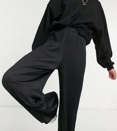 Черные плиссированные брюки с широкими штанинами ASOS DESIGN Tall-Черный цвет