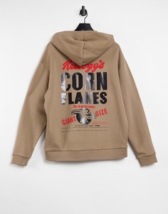 Светло-коричневый oversized-худи с принтом "Cornflakes" ASOS DESIGN-Бежевый