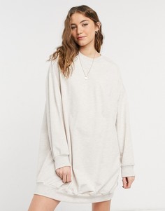 Бежевое меланжевое платье-худи в стиле oversized ASOS DESIGN-Бежевый