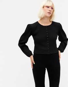 Черный трикотажный кардиган с объемными рукавами Monki