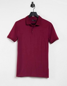Бордовое обтягивающее поло из органического хлопка ASOS DESIGN-Красный