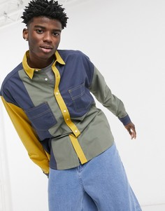 Оксфордская oversize-рубашка в стиле 90-х с принтом колор блок ASOS DESIGN-Многоцветный