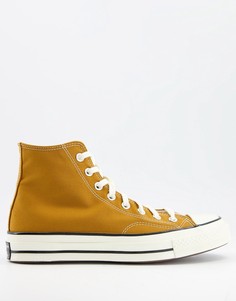Коричневые высокие кеды Converse Chuck 70-Светло-коричневый