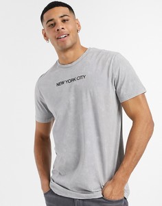Серая выбеленная футболка с принтом Burton Menswear NYC-Серый