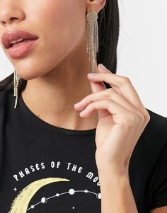 Эффектные золотистые серьги со стразами Pieces-Золотистый