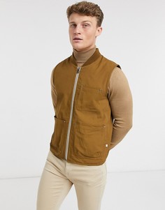 Хлопковый жилет Selected Homme-Коричневый цвет