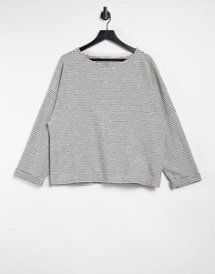 Серый топ в полоску с длинными рукавами AllSaints Adelise-Белый