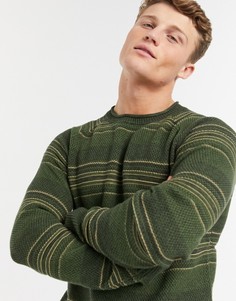 Джемпер в полоску с круглым вырезом Selected Homme Damon-Зеленый цвет