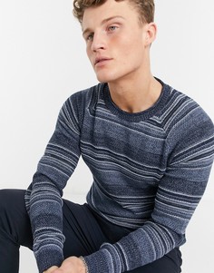 Джемпер в полоску с круглым вырезом Selected Homme Damon-Голубой