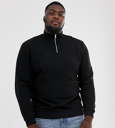 Черный свитшот на молнии до груди ASOS DESIGN Plus