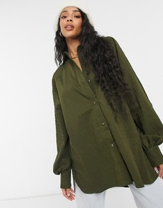 Фактурная рубашка цвета хаки Topshop-Зеленый цвет