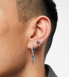 Набор из пяти шлифованных серебряных серег-подвесок Reclaimed Vintage Inspired-Серебристый