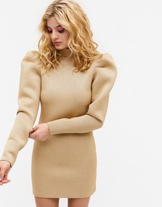 Золотистое платье мини с блестками Monki Diamond-Серебристый