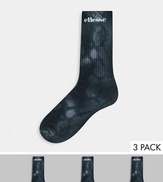 Набор из 3 пар черных носков с принтом тай-дай ellesse - эксклюзивно для ASOS-Черный цвет
