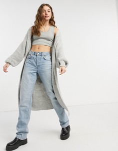 Серый кардиган макси край в край ASOS DESIGN
