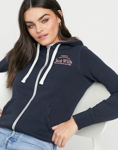 Худи темно-синего цвета на молнии с логотипом Jack Wills Susan-Голубой