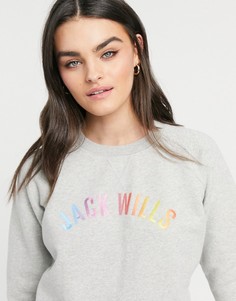 Серый меланжевый свитшот с логотипом Jack Wills Linea