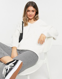 Джемпер в рубчик цвета слоновой кости Topshop-Кремовый