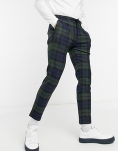 Черные строгие джоггеры в клетку Topman-Темно-синий