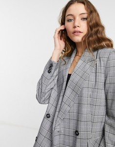 Черно-белый двубортный блейзер Topshop-Черный цвет