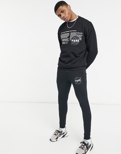 Черные супероблегающие джоггеры с принтом "Nasa" от комплекта ASOS DESIGN-Черный цвет
