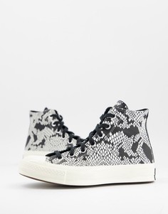 Серые высокие кеды со змеиным принтом Converse Chuck 70-Серый