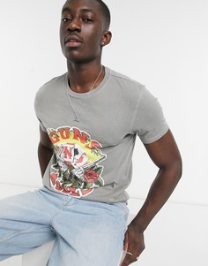 Серая футболка с принтом "Guns n Roses" Bershka-Серый