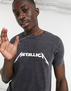 Черная футболка с принтом "Metallica" Bershka-Черный цвет