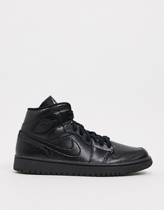 Черные кроссовки с отделкой под змеиную кожу Jordan Air 1 Mid-Черный