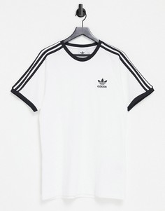 Белая футболка с тремя полосками adidas Originals Adicolor-Белый