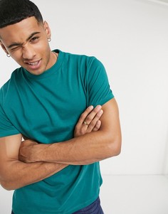 Сине-зеленая футболка из органического хлопка с круглым вырезом ASOS DESIGN-Зеленый цвет