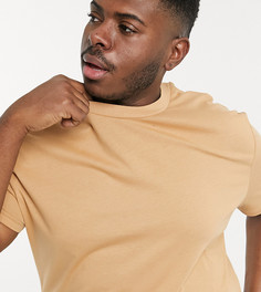 Бежевая футболка свободного кроя из органического материала ASOS DESIGN Plus-Бежевый