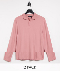 2 поло из органического хлопка с длинными рукавами ASOS DESIGN-Многоцветный