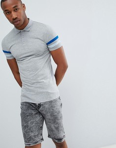 Обтягивающее поло с контрастными вставками на рукавах ASOS DESIGN-Серый