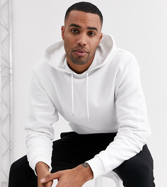 Белый удлиненный oversized-худи с серебристыми молниями по бокам ASOS DESIGN Tall