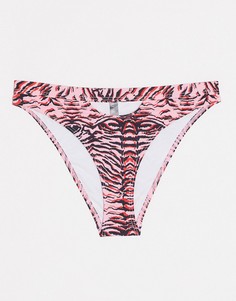 Плавки бикини со звериным принтом и высоким вырезом по бедру Luxe Palm-Коричневый цвет