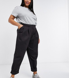 Брюки-галифе темно-серого цвета со складками спереди ASOS DESIGN Curve-Коричневый цвет