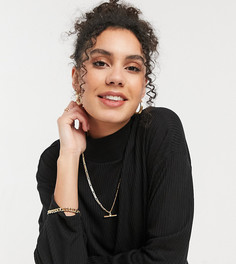 Черный топ в стиле oversized с фактурным высоким воротником и драпировкой в рубчик ASOS DESIGN Tall-Черный цвет