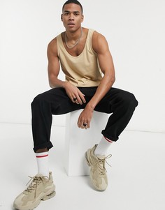 Бежевая майка из органического хлопка ASOS DESIGN-Светло-коричневый