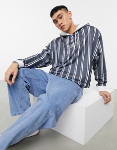 Oversized-худи в полоску с вышивкой на груди ASOS DESIGN (от комплекта)-Многоцветный