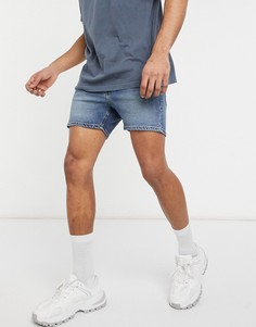 Синие короткие джинсовые шорты скинни ASOS DESIGN-Голубой