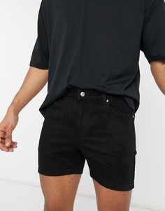 Черные короткие джинсовые шорты скинни ASOS DESIGN-Черный цвет