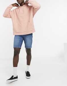 Темно-выбеленные синие джинсовые шорты зауженного кроя ASOS DESIGN-Голубой