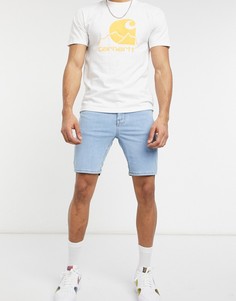 Голубые эластичные джинсовые шорты с напылением ASOS DESIGN-Голубой