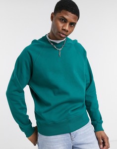 Зеленый oversized-свитшот с перекрестной горловиной ASOS DESIGN-Зеленый цвет