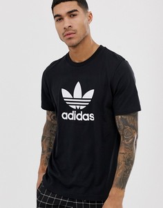Черная футболка с крупным логотипом-трилистником adidas Originals-Черный