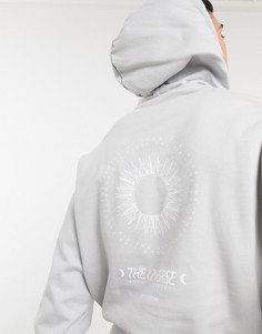 Oversize-худи с принтом на спине ASOS DESIGN-Серый