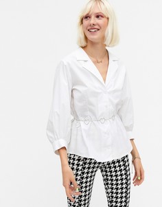 Белая блузка из органического хлопка с широкими рукавами Monki Pam-Белый